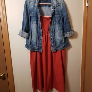 Shein Curve Self-tie Spaghetti Strap Dress in rust, Size 1XL